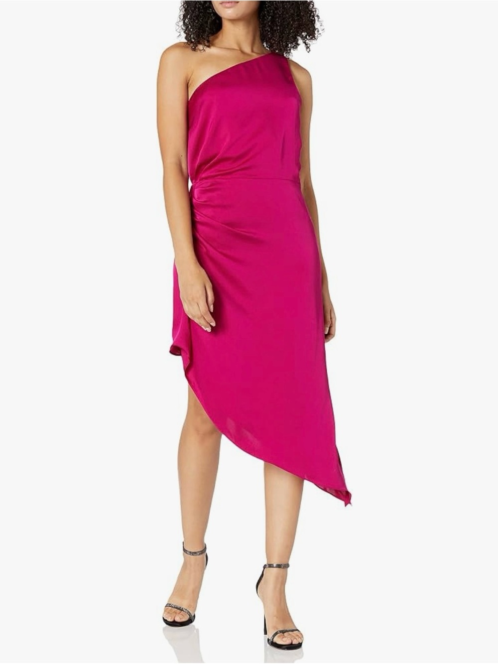 Ramy Brook One-Shoulder Magenta Asymmetric Cocktail Dress